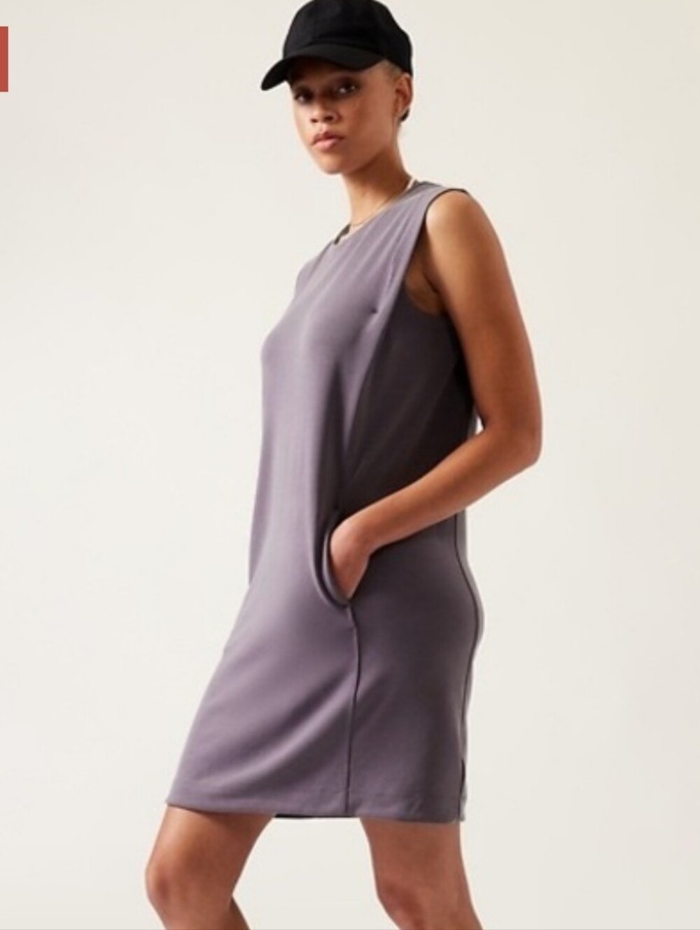 Athleta Seasoft Sleeveless Shift Tank Dress Dusty Violet Small Travel Activewear